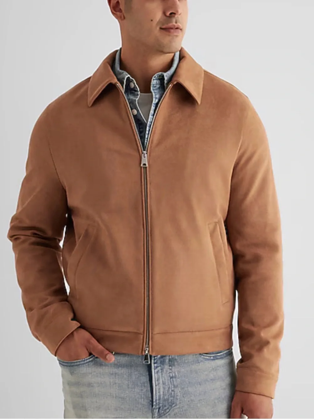 NWT Men’s EXPRESS Faux Suade Trucker Jacket size SMALL (36-38)